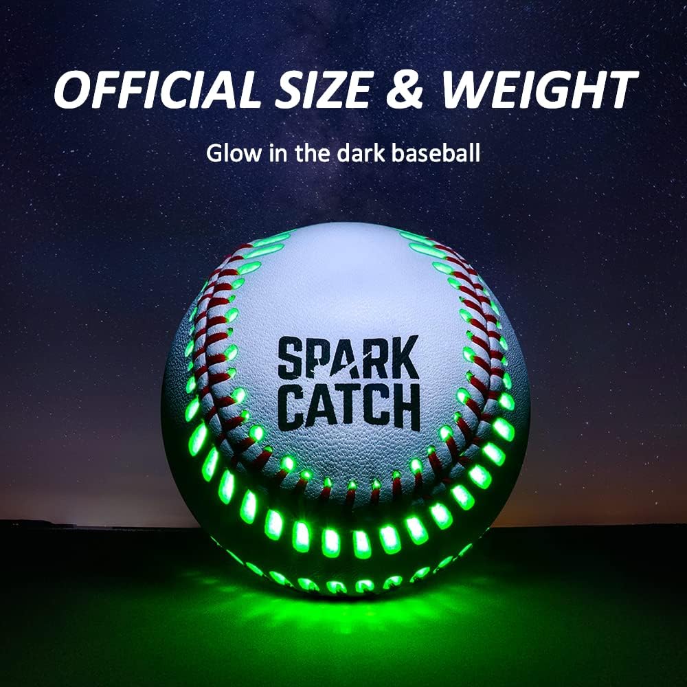 SPARK CATCH Light Up Baseball, Glow in The Dark Baseball, Perfect Baseball Gifts for Boys, Girls, Adults, and Baseball Fans, Official Baseball Size and Weight.