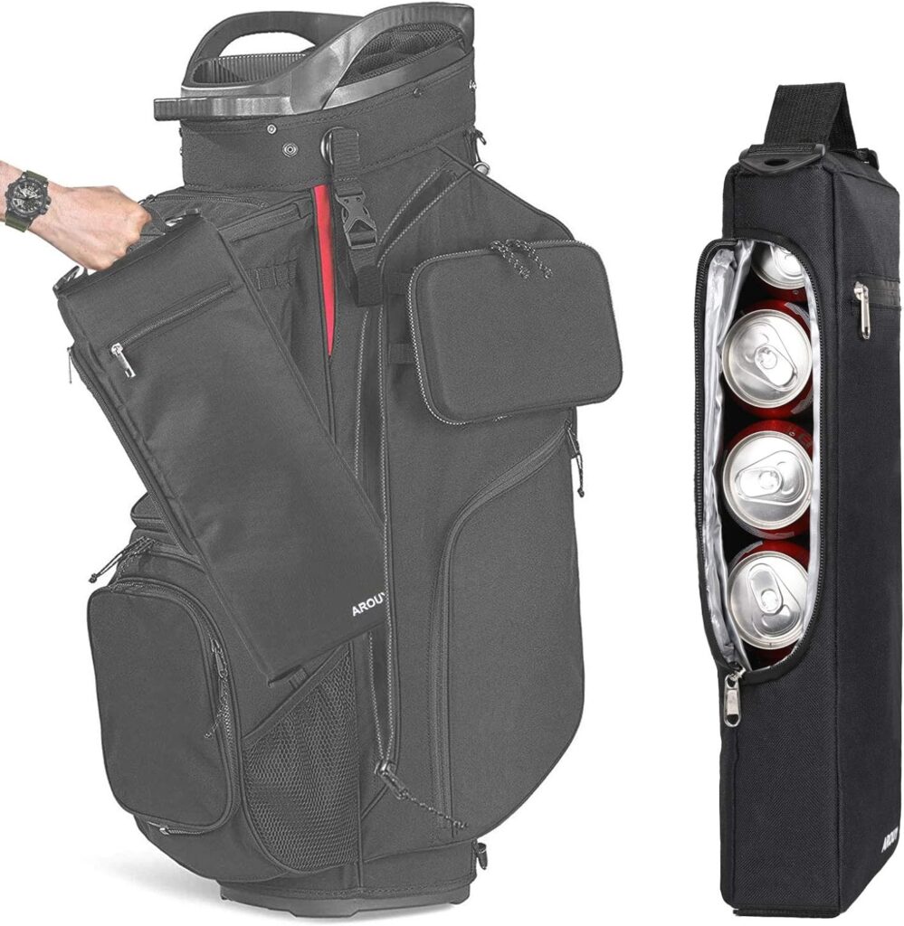 AROUY Golf Cooler Bag - Golf Accessories for Men and Small Soft Cooler Bags Insulated Beer Cooler Holds a 6 Pack of Cans or Two Bottles of Wine, Golf Sports Bags