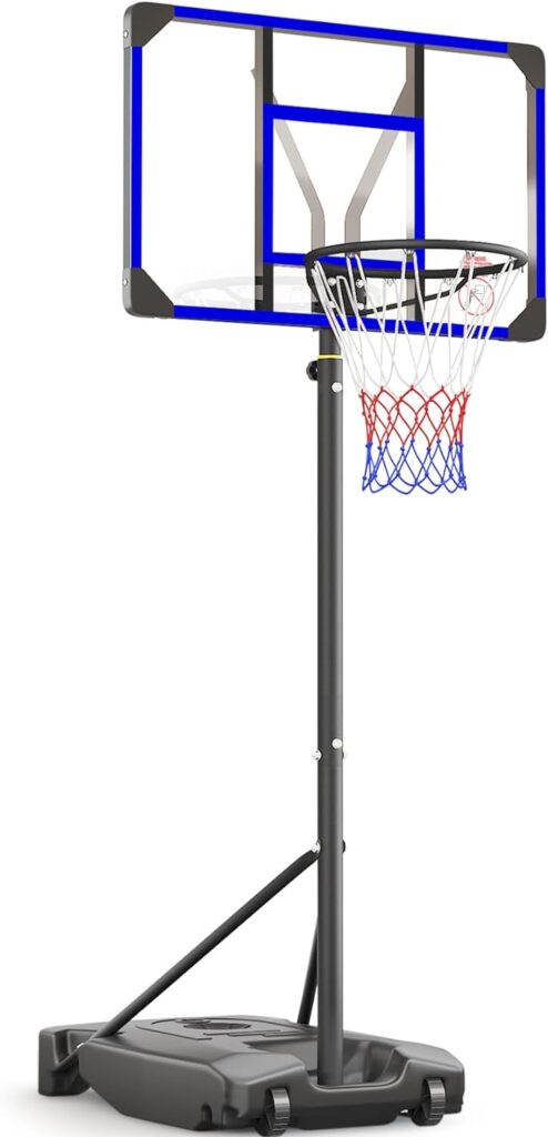 Yohood Kids Basketball Hoop Outdoor 4.82-8.53ft Adjustable, Portable Basketball Hoops Goals for Kids/Teenagers/Youth in Backyard/Driveway/Indoor, with Enlarged Base and PC Backboard