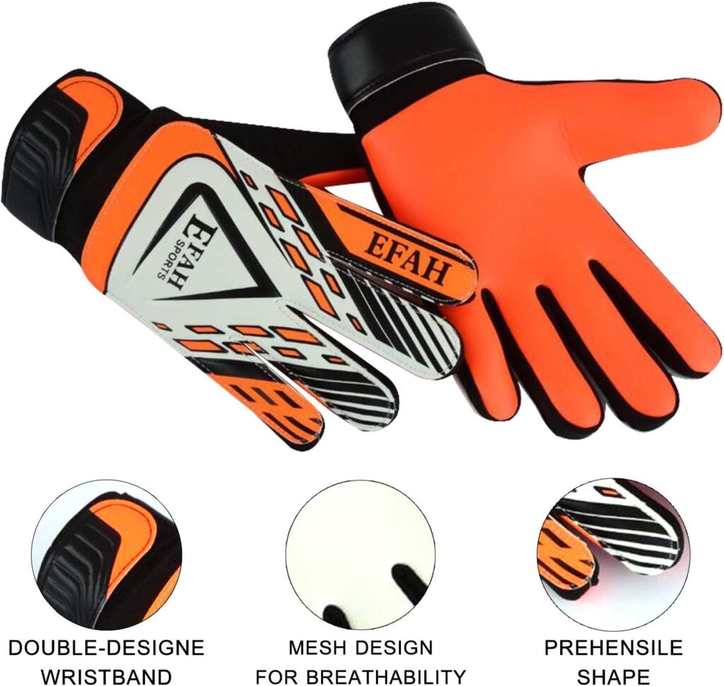 EFAH SPORTS Soccer Goalie Goalkeeper Gloves for Kids Boys Children Football Gloves with Strong Grips Palms