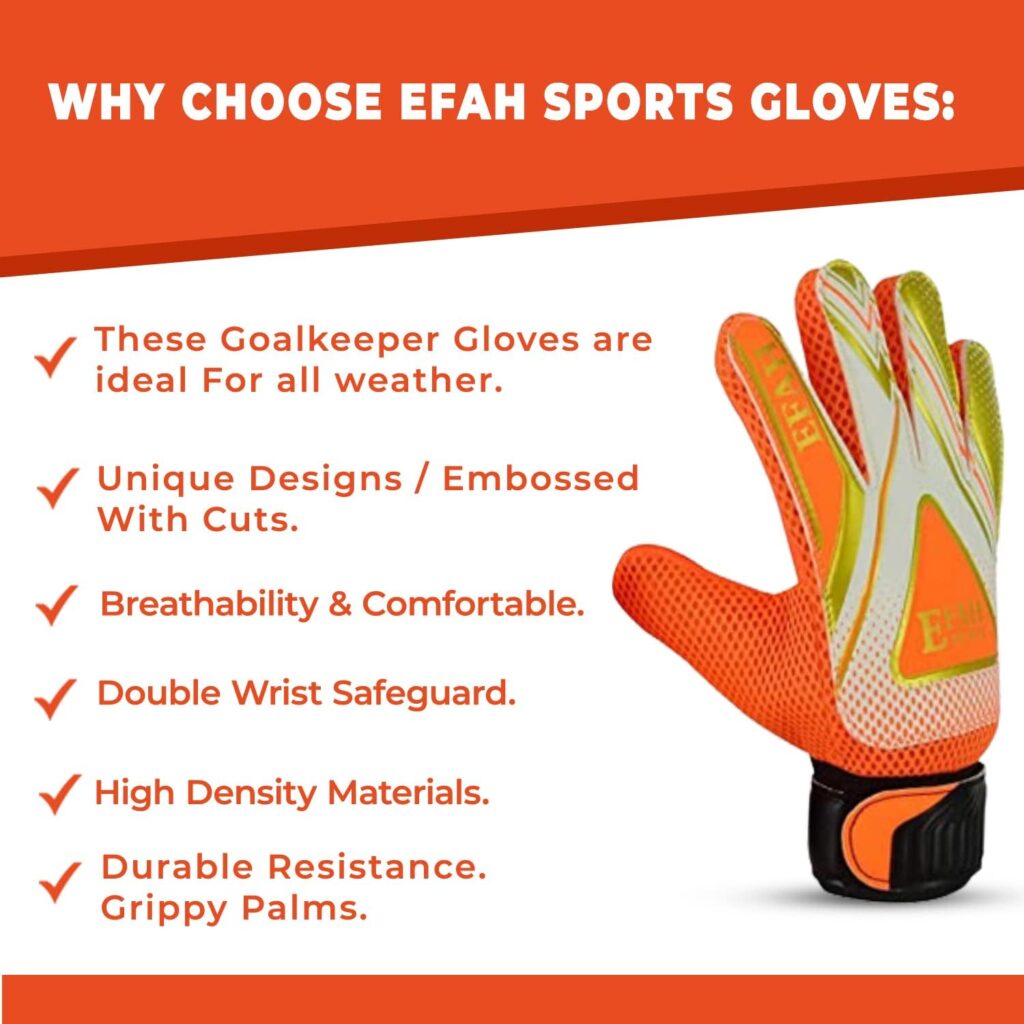 EFAH SPORTS Soccer Goalie Goalkeeper Gloves for Kids Boys Children Football Gloves with Strong Grips Palms