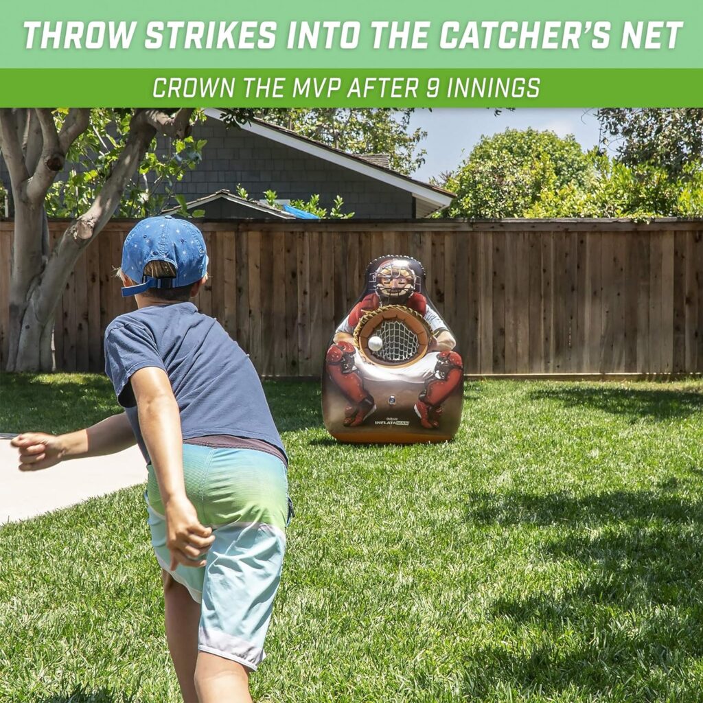 GoSports Inflataman Baseball Toss Challenge - Inflatable Catcher Strike Zone Pitching Game