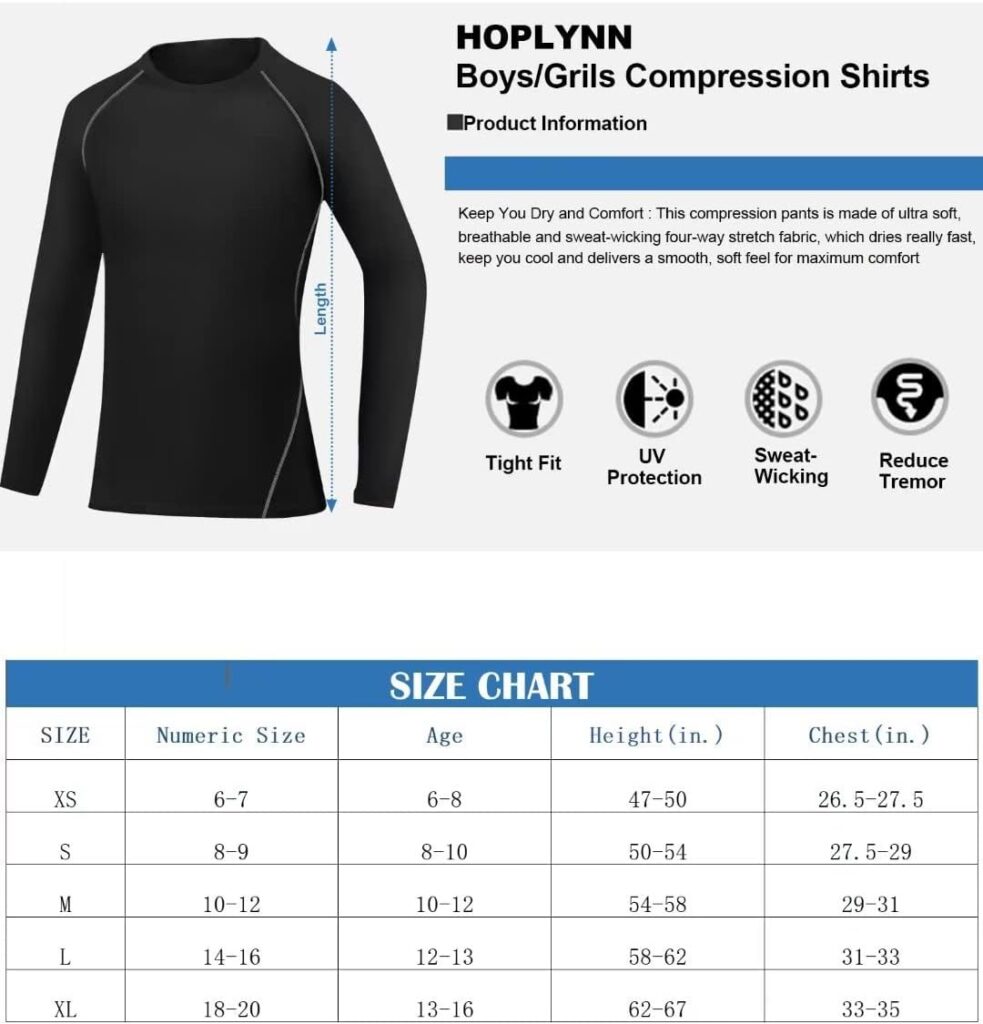 HOPLYNN 4 Pack Youth Boy’s Compression Pants Leggings Tights Athletic Base Layer Under Pants Gear for Football Sports