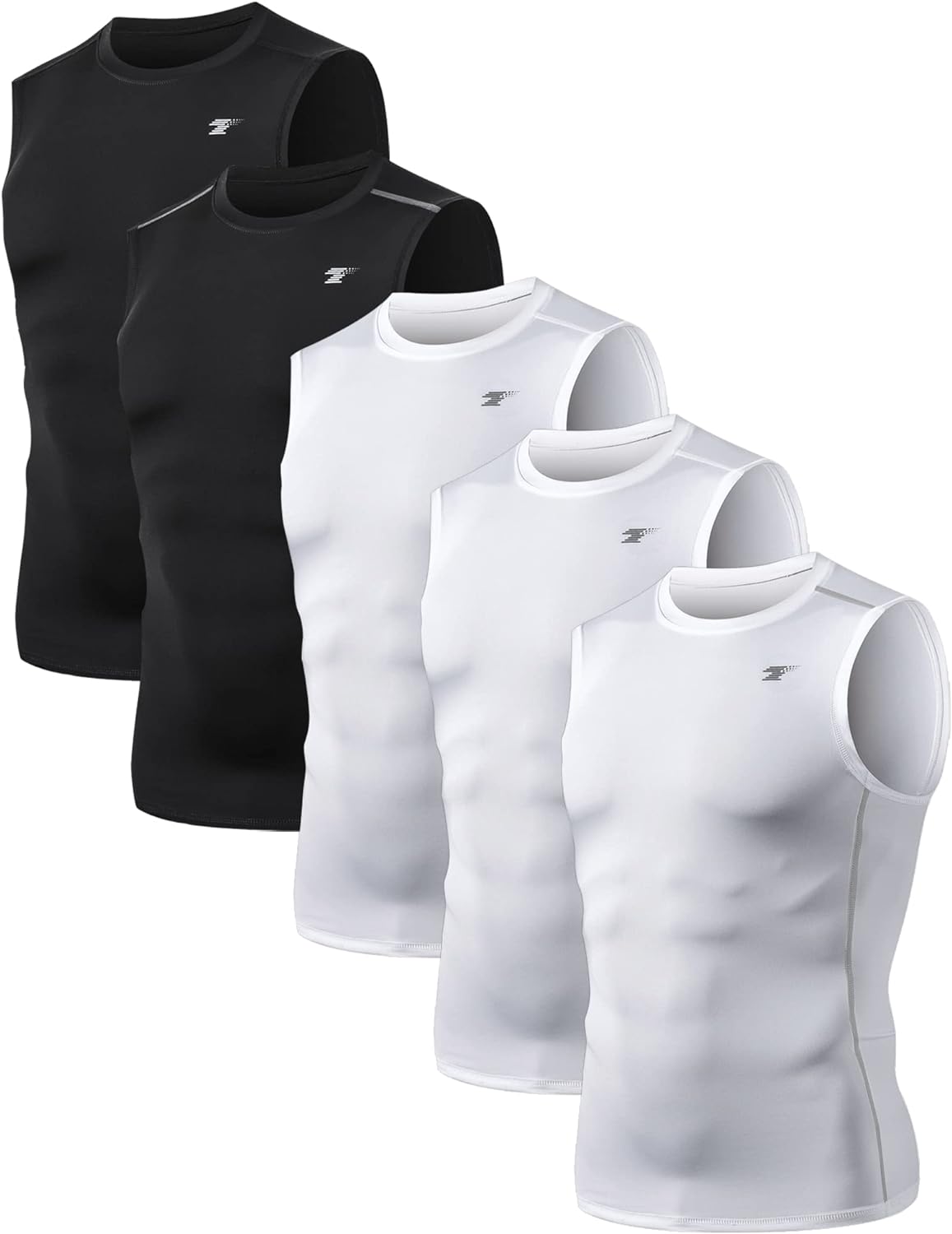 telaleo 5 pack mens athletic compression shirts sleeveless workout tank top sports base layer running basketball whitebl