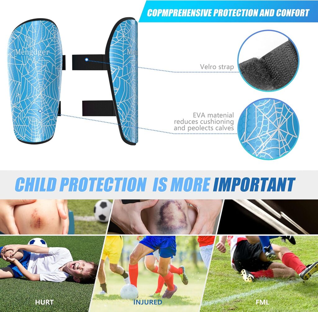 Shin Guards Soccer Youth Kids Boys Girls Toddler Shin Pads Child EVA Cushion Protection Reduce Shocks Injurie Calf Protective Gear Suitable for 4 5 6 7 8 9 10 11 12 Years Old