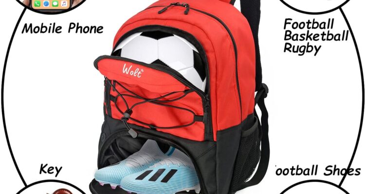 wolt youth soccer bag soccer backpack bags for basketball volleyball football sports includes separate cleat shoe and ba 2